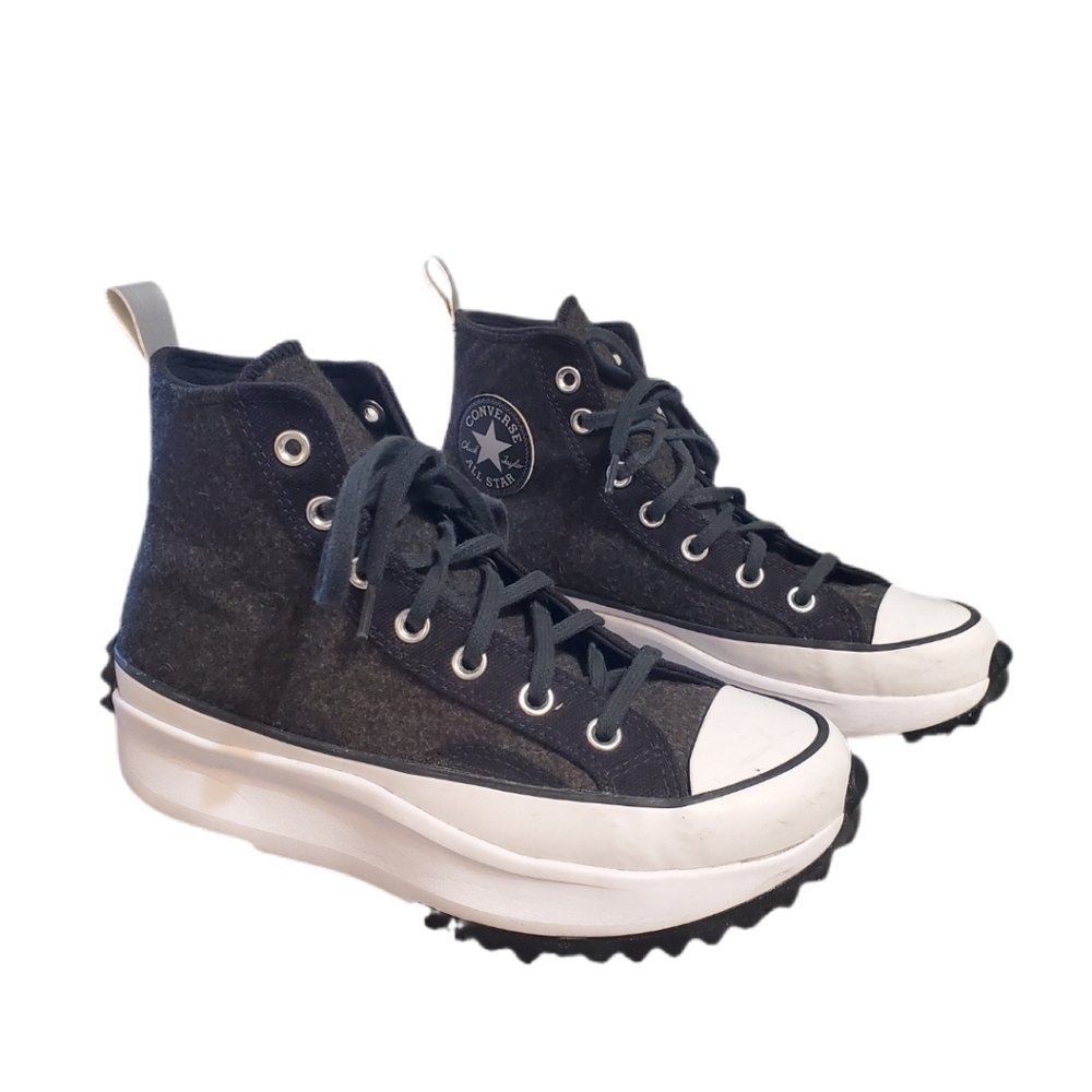 Converse Chuck Taylor Run Star Hike Hi Platform Black Wool Sneakers Womens‎ 7.5